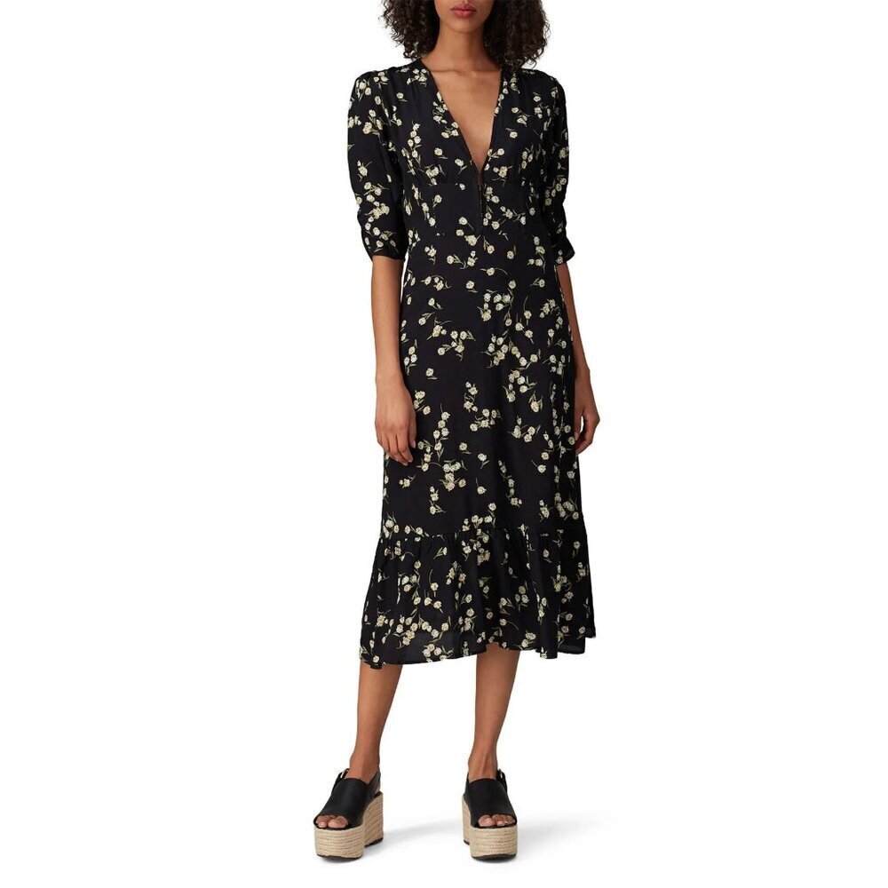 Flynn Skye Dark Tulip Elsie Midi Dress Size Medium 43151